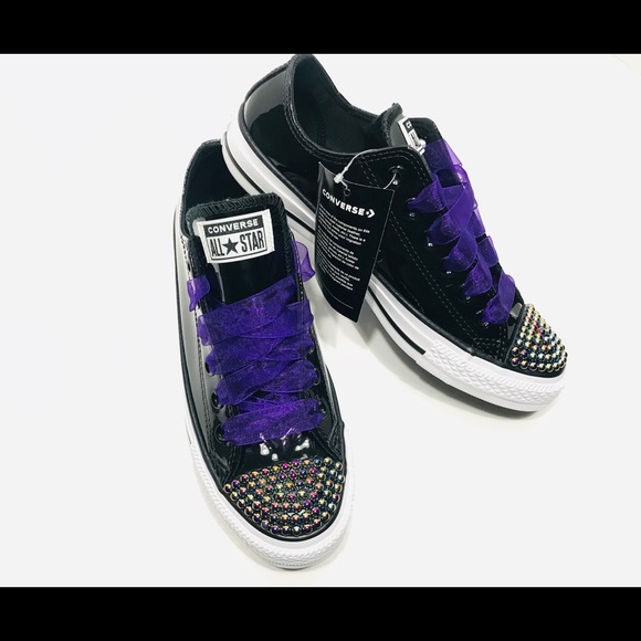 womens black patent leather converse